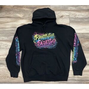 Beautiful Disaster Hoodie Women C1X Black Sweatshirt Workout Gym Grafitti